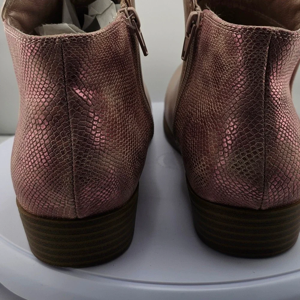 Mia‎ Girl's Ankle Boots Size 6M Rose Gold Snake Print Zipper Casual Shoes New